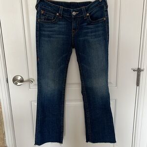 True Religion Jeans Becky Cut Off Hem Frayed/Small Hole Distressed Size 32